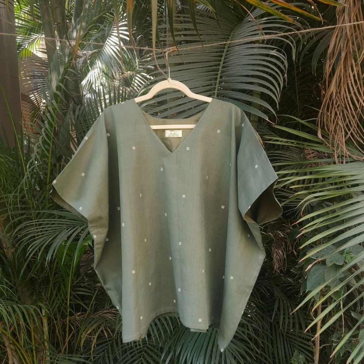 Oliva Jamdani Cotton Kaftan Top For Women – Womens Top on Brown Living™. SKU: JDS6021-XS. Img 2.