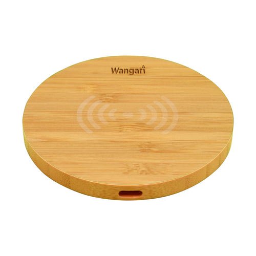 Olive 15W Round Wireless Bamboo Charger – Desk Accessories on Brown Living™. SKU: WAW9004. Img 2.