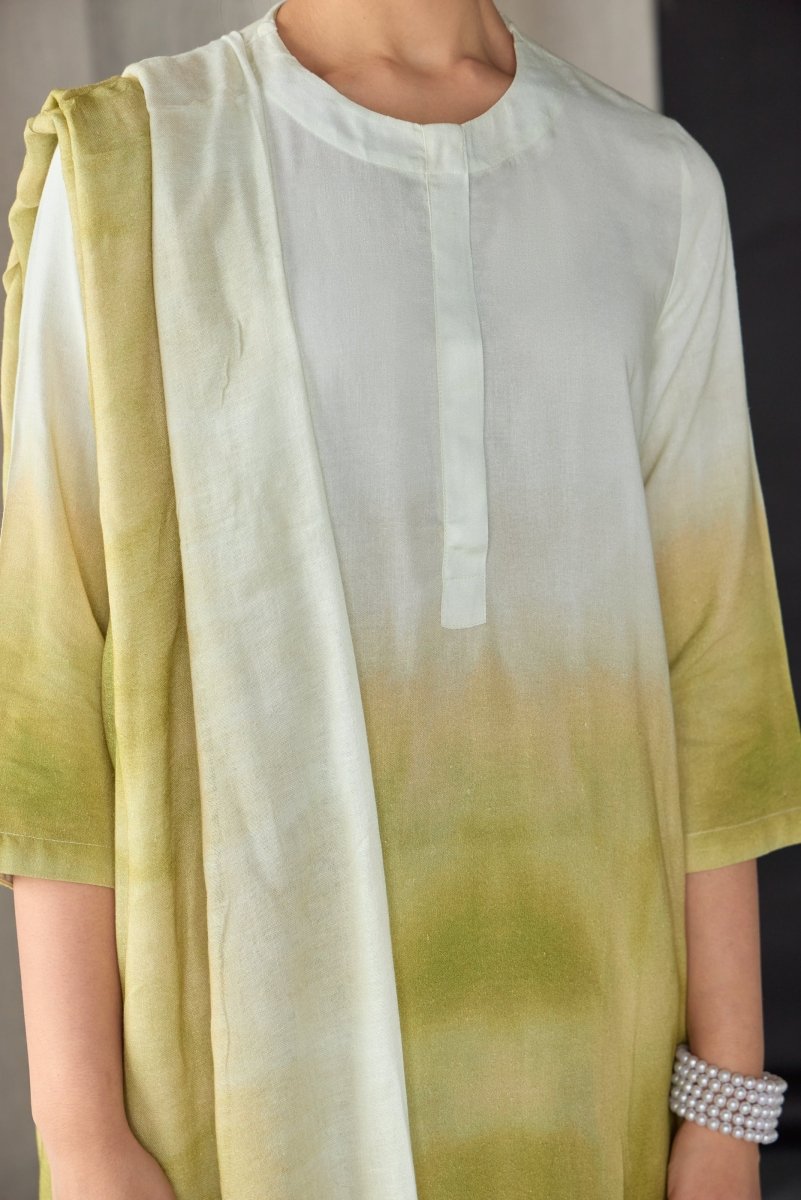 Olive Ombre Linen Kurta Set | Verified Sustainable by Brown Living™