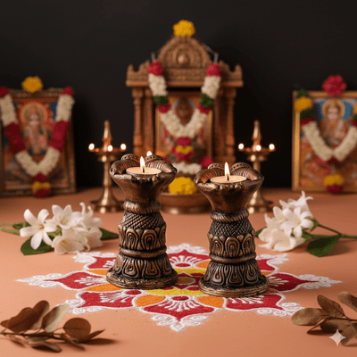 Open Hand Set Of 2 - Diwali Decoration & Festival Lighting – Home Decor on Brown Living™. SKU: D56. Img 3.