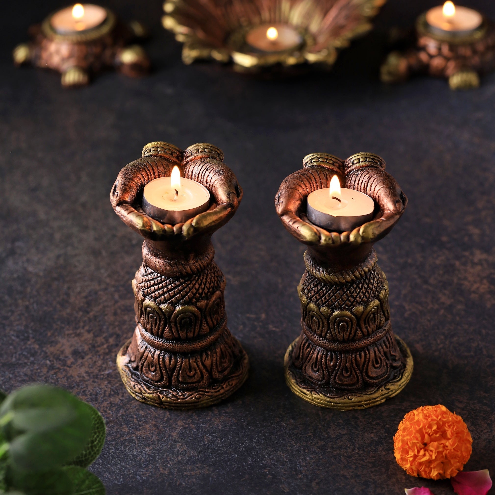 Open Hand Set Of 2 - Diwali Decoration & Festival Lighting – Home Decor on Brown Living™. SKU: D56. Img 2.