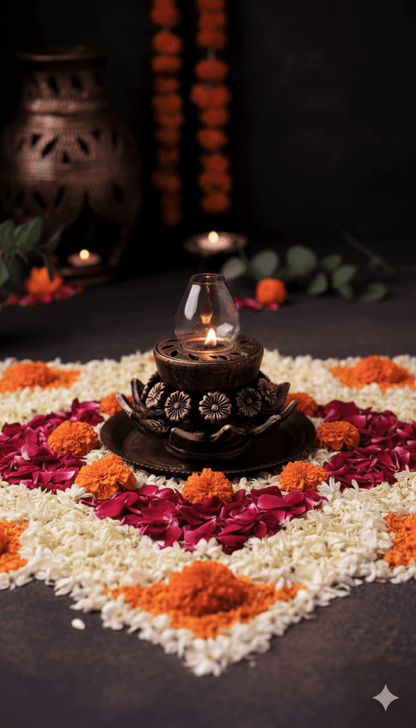 Open Rose Akand Jyot - Diwali Decoration & Festival Lighting – Home Decor on Brown Living™. SKU: D61. Img 2.