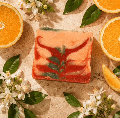 Orange Crush Handmade Soap | Orange Cold Process Bath Soap – Body Soap on Brown Living™. SKU: SN-CP-OC-120. Img 4.