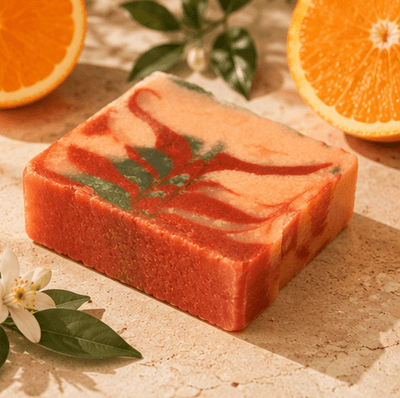 Orange Crush Handmade Soap | Orange Cold Process Bath Soap – Body Soap on Brown Living™. SKU: SN-CP-OC-120. Img 3.