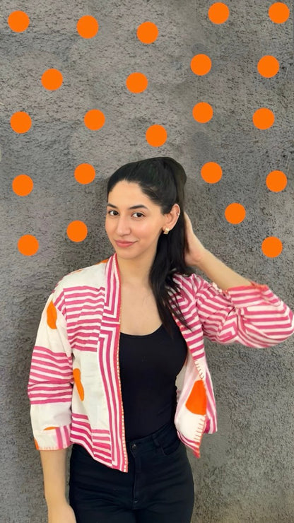 Orange Geometric Shrug – Womens Jacket by Bloc'D by JBH available on Brown Living™. S . SKU: BSW003S. Img 1.