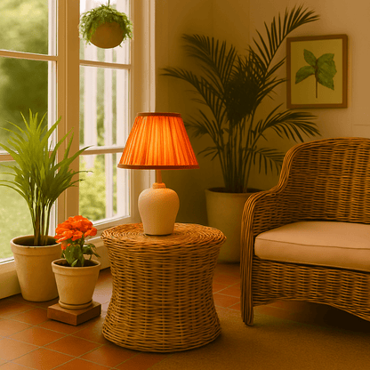 Orange Ikat Empire Lampshade – Lamps & Lighting on Brown Living™. SKU: IHLS0023 - M. Img 6.