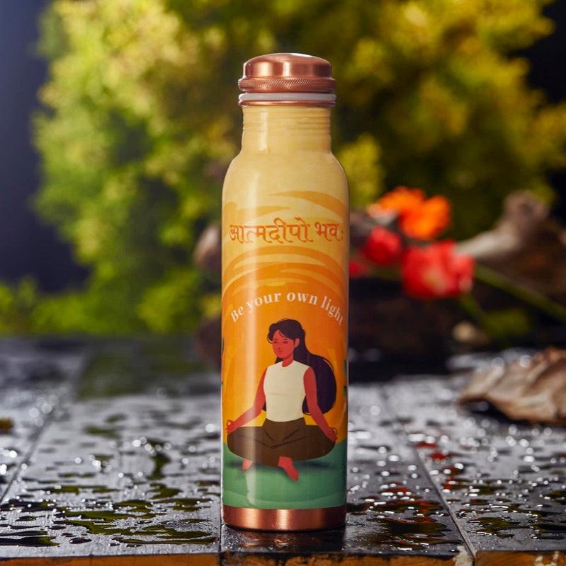 Orange light Copper Bottle - 500 ml | Verified Sustainable by Brown Living™