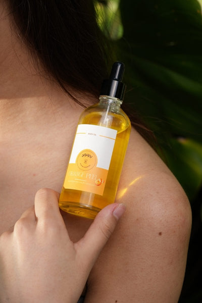 Orange Peel Body Oil - 100ml – Body Oil on Brown Living™. SKU: OPMO - 01. Img 2.