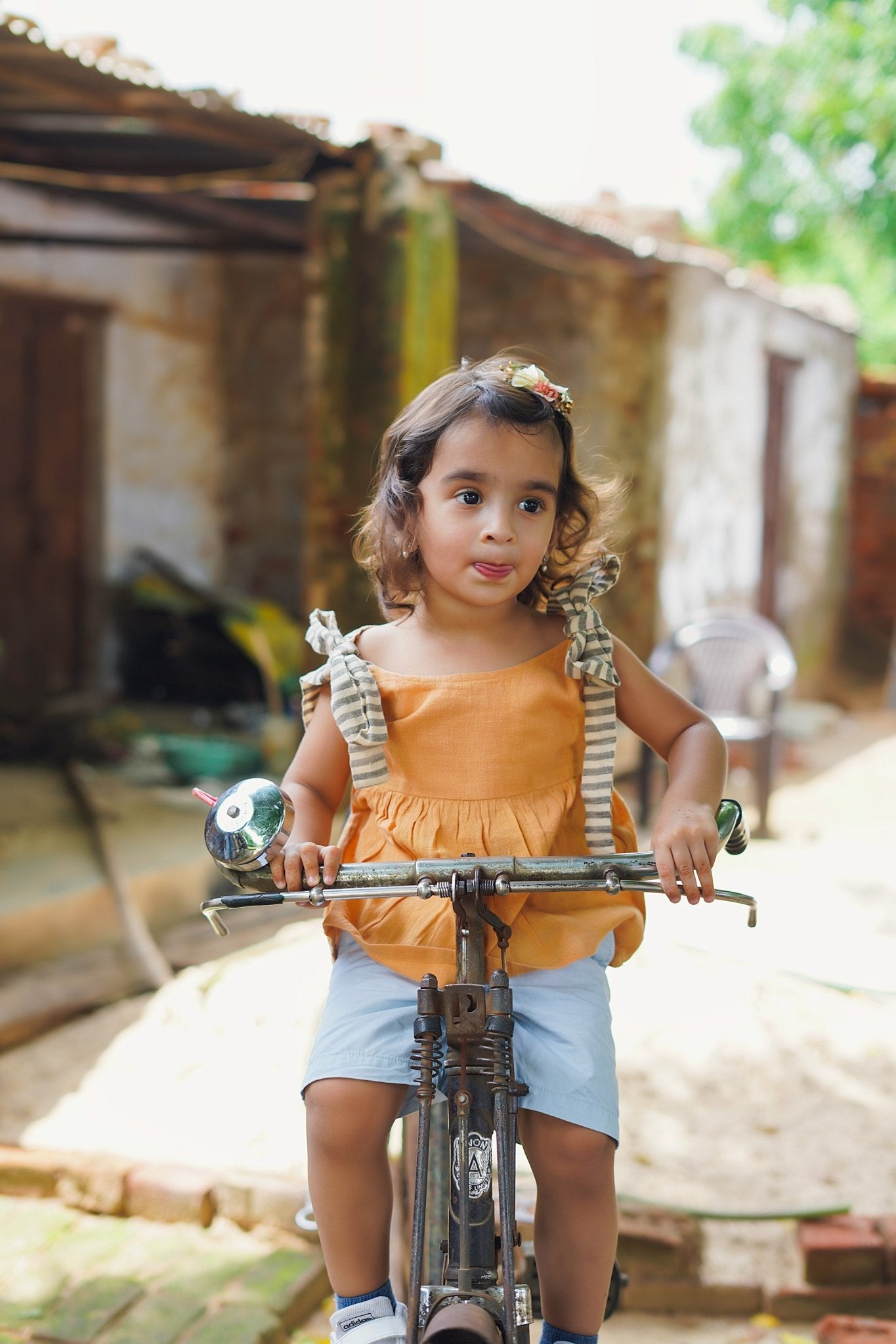 Orange U Lucky Top | Bright & Playful Hand - spun Cotton Top for Girls – Kids Daywear Sets on Brown Living™. SKU: XGOKTA. Img 2.