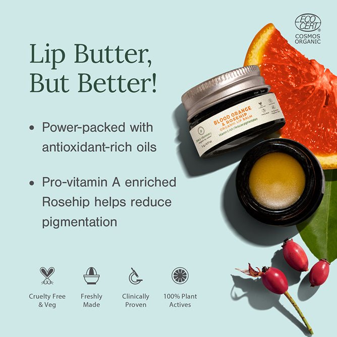 Organic Blood Orange & Rosehip Lip Balm - 5 g | For Dry, Chapped & Pigmented Lips | Verified Sustainable by Brown Living™