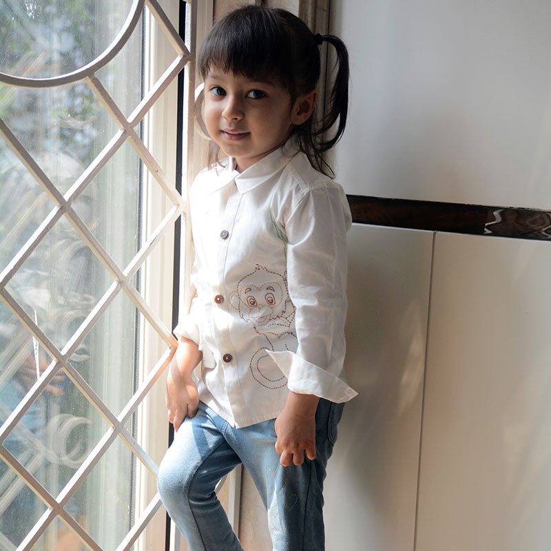 Organic Cotton Embroidered Formal Shirt- Frosty Monkey | Verified Sustainable Kids Shirts on Brown Living™