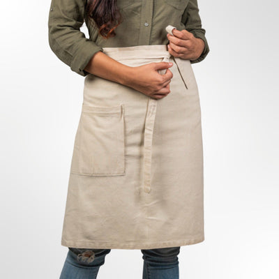 Organic Cotton Half Apron – Kitchen Linens on Brown Living™. SKU: UC - 68 / OC_HA_SL_SW. Img 8.