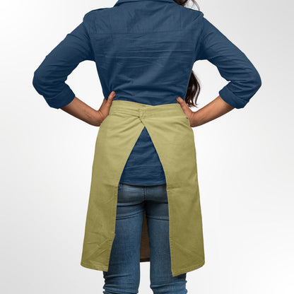 Organic Cotton Half Apron – Kitchen Linens on Brown Living™. SKU: UC - 68 / OC_HA_SL_SW. Img 2.