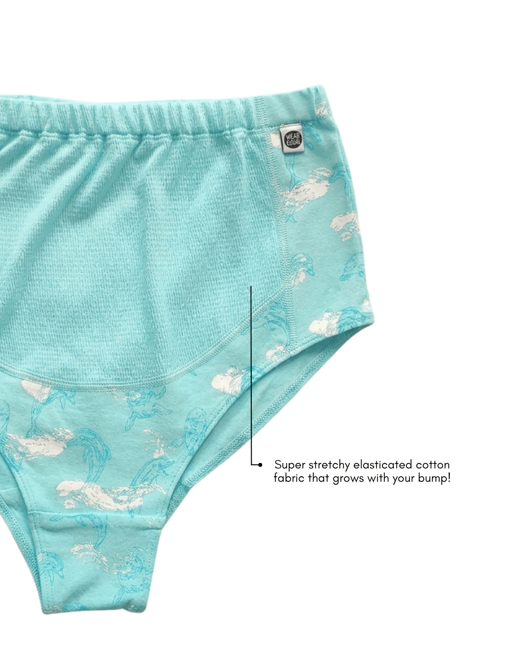 Organic Cotton Maternity Brief | Women’s Comfortable Innerwear – Womens Maternity Wear on Brown Living™. SKU: 005BABLUE_DOLPHAOP-S. Img 2.