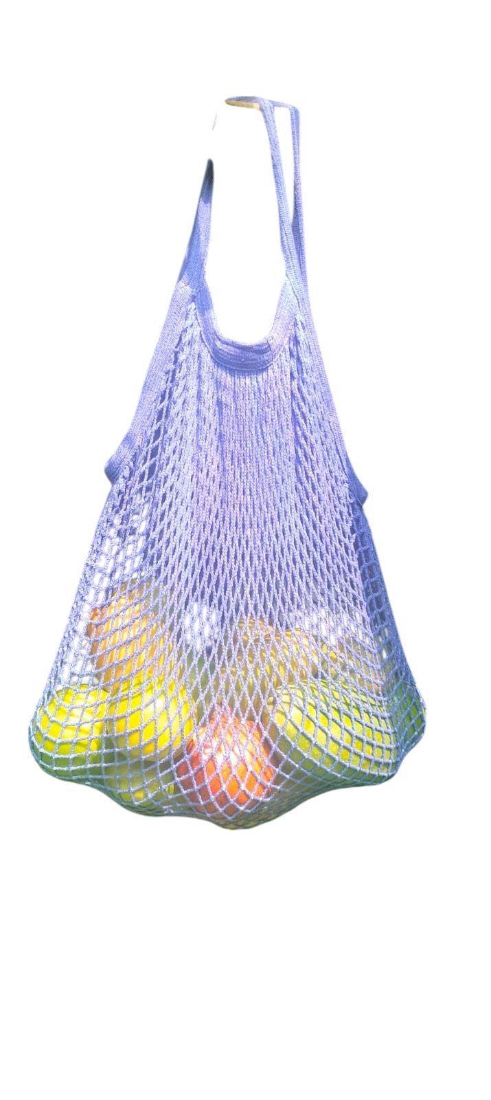 Organic Cotton Mesh Shopping Bags – Funky Colors (Pack of 2) – Fridge Vegetable Bags on Brown Living™. SKU: OEP912E. Img 10.