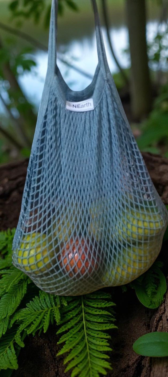 Organic Cotton Mesh Shopping Bags – Funky Colors (Pack of 2) – Fridge Vegetable Bags on Brown Living™. SKU: OEP912G. Img 17.