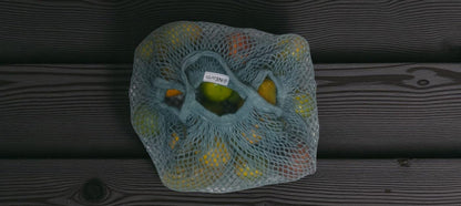 Organic Cotton Mesh Shopping Bags – Funky Colors (Pack of 2) – Fridge Vegetable Bags on Brown Living™. SKU: OEP912G. Img 16.