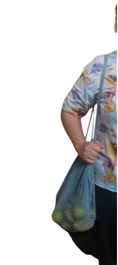 Organic Cotton Mesh Shopping Bags – Funky Colors (Pack of 2) – Fridge Vegetable Bags on Brown Living™. SKU: OEP912K. Img 12.