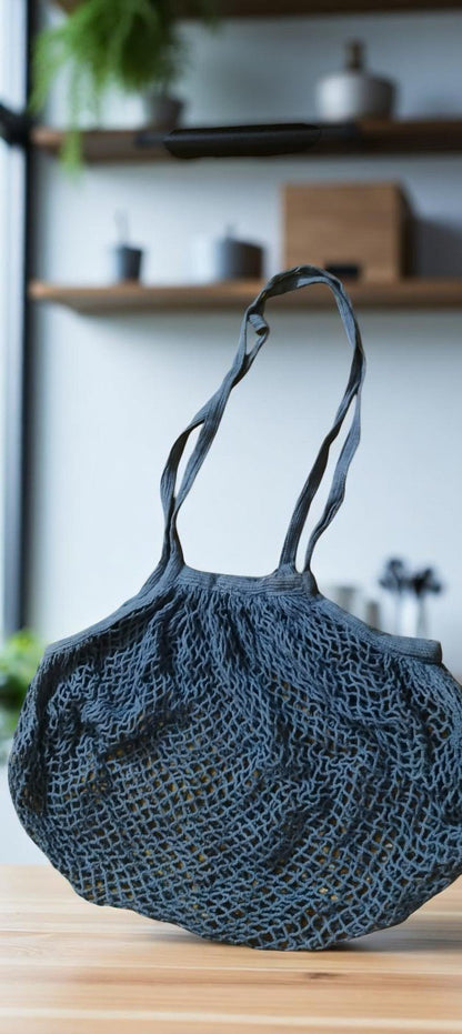 Organic Cotton Mesh Shopping Bags – Funky Colors (Pack of 2) – Fridge Vegetable Bags on Brown Living™. SKU: OEP912K. Img 14.