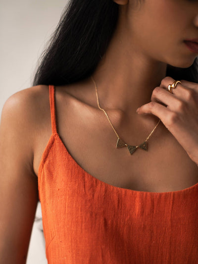 Organic Cotton Orange Spaghetti Sleeved A - Line Dress for Women – Womens Dress on Brown Living™. SKU: DCSS25D03S. Img 1.