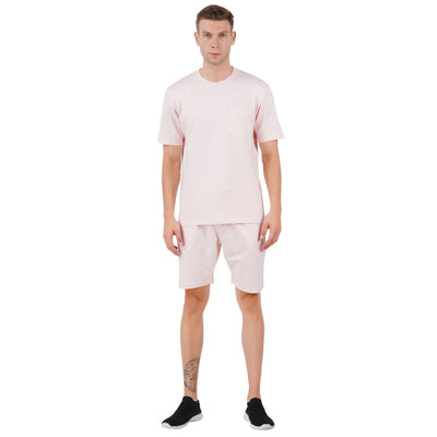 Organic Cotton Pink French Terry Shorts Set | Men’s Loungewear Set – Mens Shorts on Brown Living™. SKU: ARZIKI6-PINK-M. Img 1.