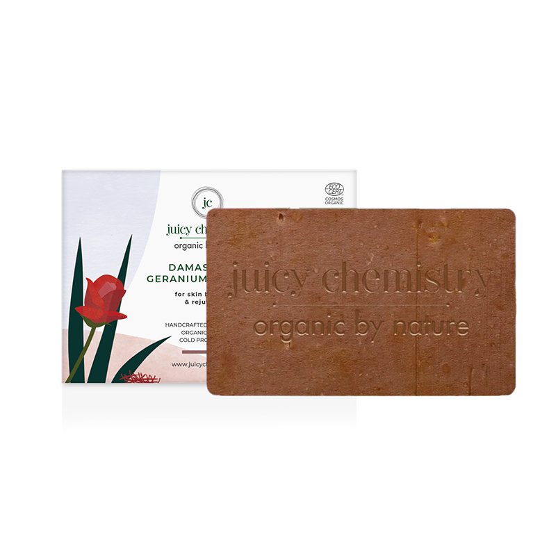 Organic Damask Rose, Geranium & Saffron Cold - processed Handmade Soap - 100 g | Verified Sustainable by Brown Living™