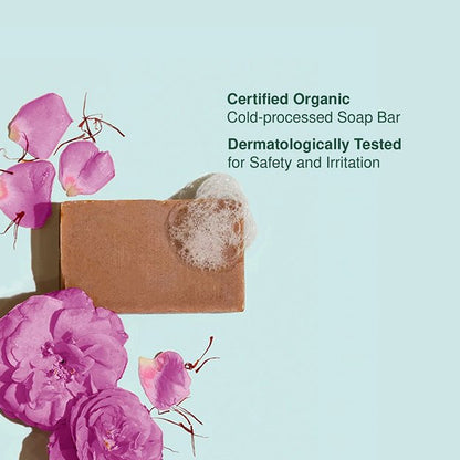 Organic Damask Rose, Geranium & Saffron Cold - processed Handmade Soap - 100 g | Verified Sustainable by Brown Living™