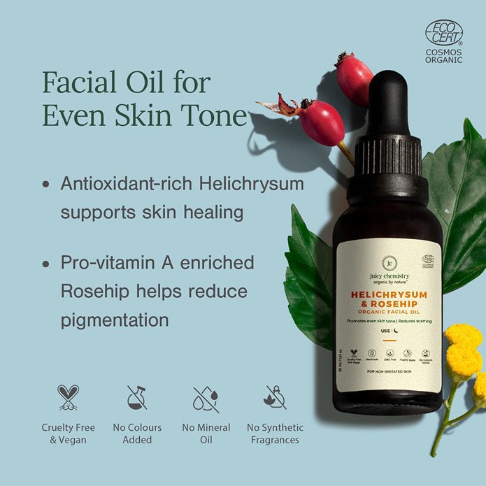 Organic Helichrysum & Rosehip Anti - Scarring & Pigmentation Control Facial Oil - 10ml | Verified Sustainable by Brown Living™