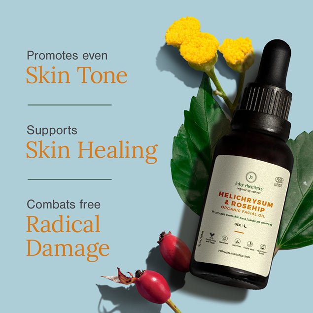 Organic Helichrysum & Rosehip Anti - Scarring & Pigmentation Control Facial Oil - 10ml | Verified Sustainable Face Oil on Brown Living™