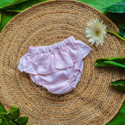 Organic Hemp Baby Gift Set Blue Top Pink & White Bloomers – Kids Daywear Sets on Brown Living™. SKU: BGF-0-3M. Img 3.