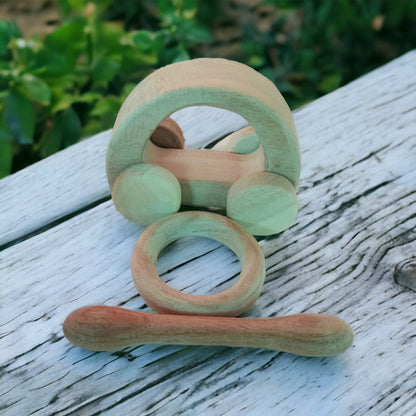Organic Neem Combo Set Of Hollow Car, Ring & Dumbbell Teethers – Wooden Toys on Brown Living™. SKU: WT_HCR-RNG-DBL. Img 2.