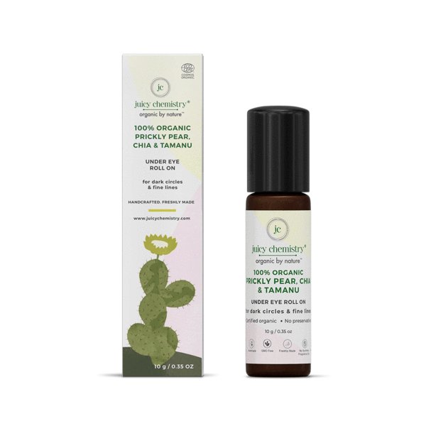 Organic Prickly Pear, Chia & Tamanu Eye Rollon For Dark Circles & Fine Lines - 7ml | Verified Sustainable Under Eye Gel on Brown Living™