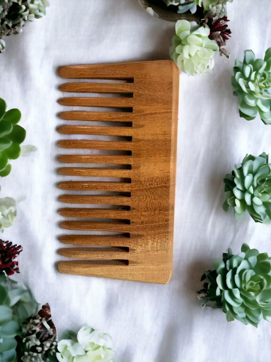 Organic Wooden Neem Wood Comb Range - Pack of 1 | Verified Sustainable by Brown Living™