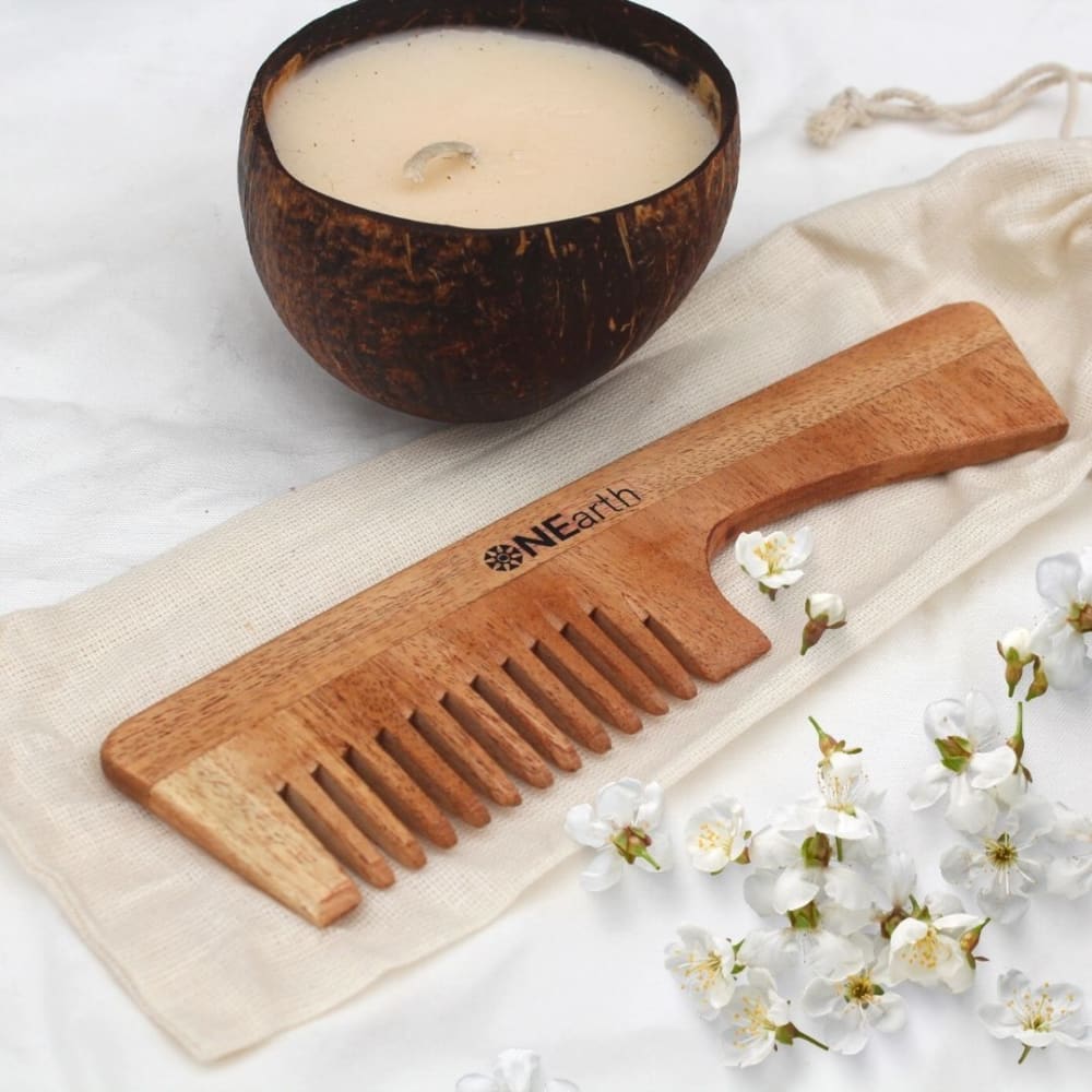 Organic Wooden Neem Wood Comb Range - Pack of 1 | Verified Sustainable by Brown Living™