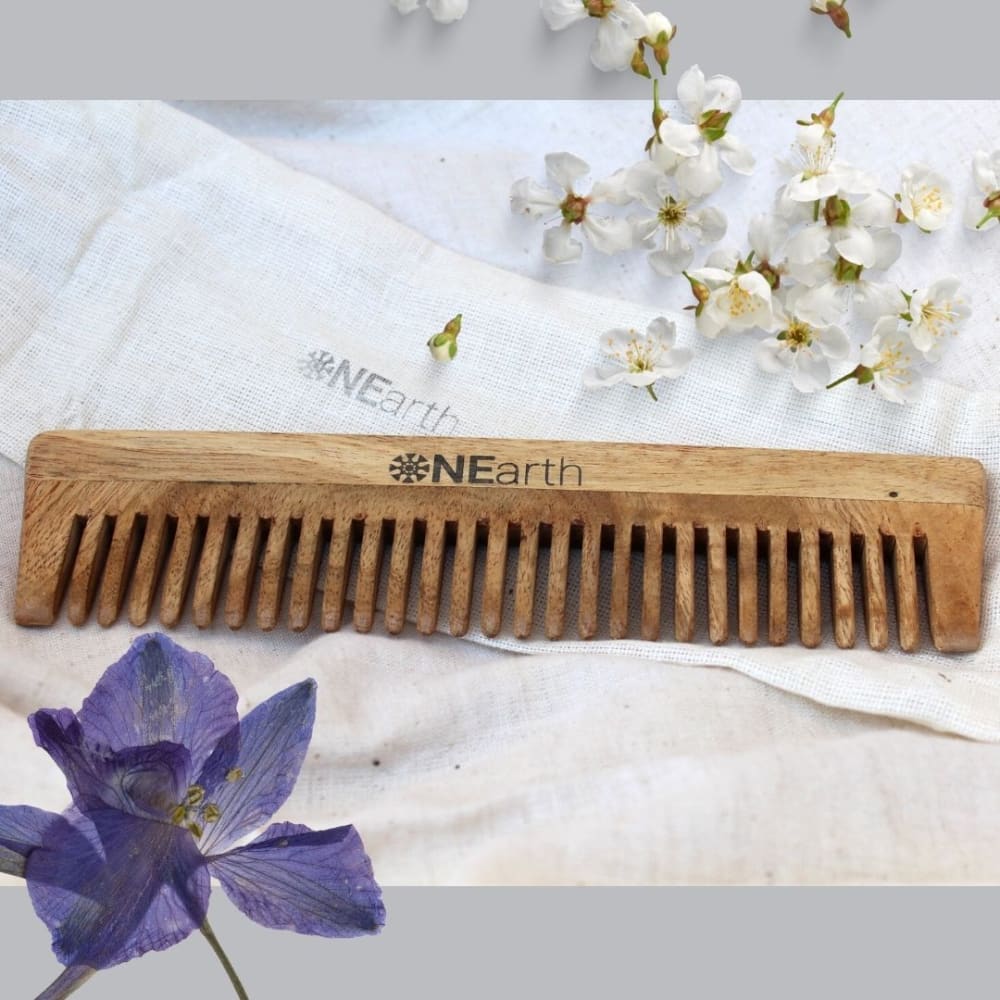 Organic Wooden Neem Wood Comb Range - Pack of 1 | Verified Sustainable by Brown Living™