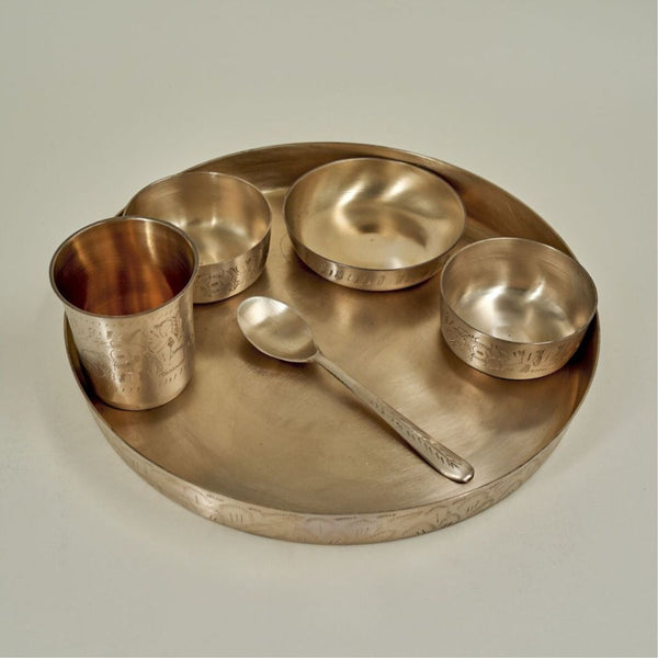 Original Kansa/ Bronze Hand Carving Royal Set | Verified Sustainable Dinner Set on Brown Living™