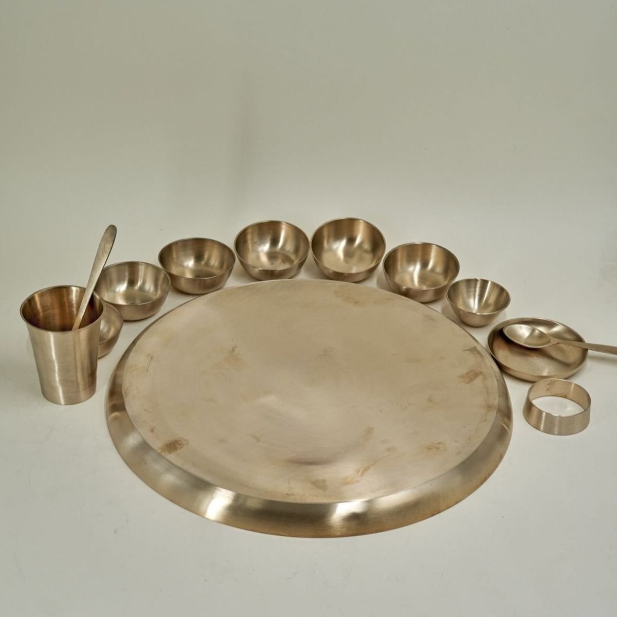 Original Kansa Bronze Rajwadi Thali Set - 13 Pcs | Verified Sustainable by Brown Living™