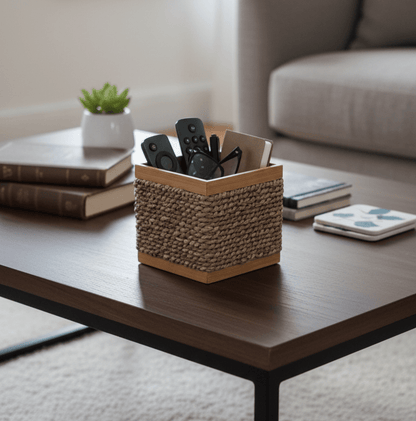 Oslo Bamboo Multipurpose Storage Box | Handcrafted Organizer – Baskets & Boxes on Brown Living™. SKU: oslostoragebox. Img 2.