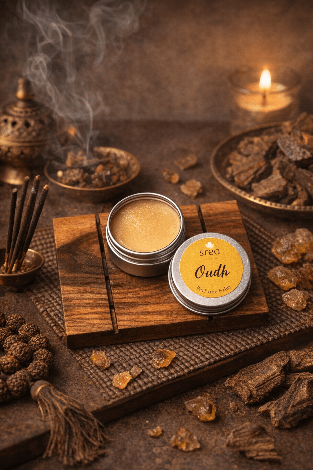 Oudh Perfume Balm | Long - Lasting Solid Fragrance – Perfume on Brown Living™. SKU: SN-PB-OD-10. Img 1.