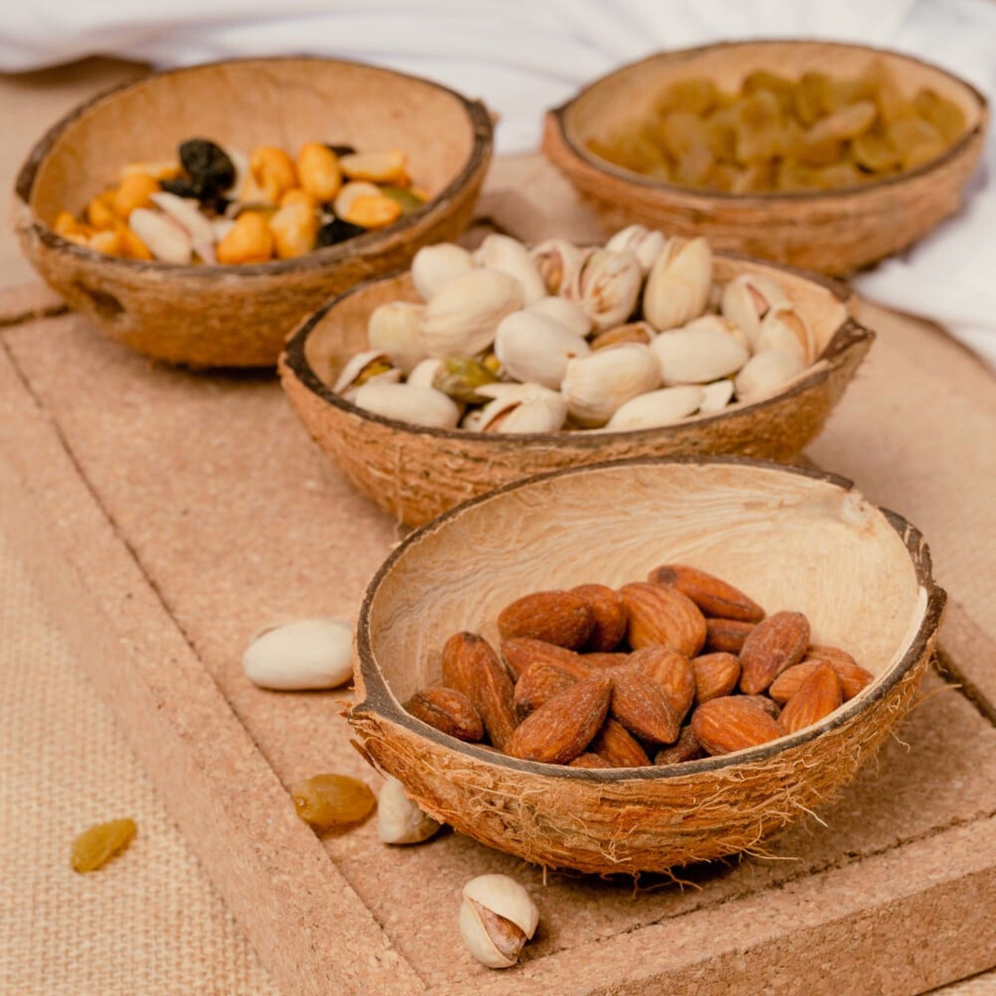 Oval Raw Coconut Shell Bowls (Pack of 15 | 150ml) – Plates & Bowls by Thenga available on Brown Living™. . SKU: TGAOVLRWSHL - 15. Img 2.