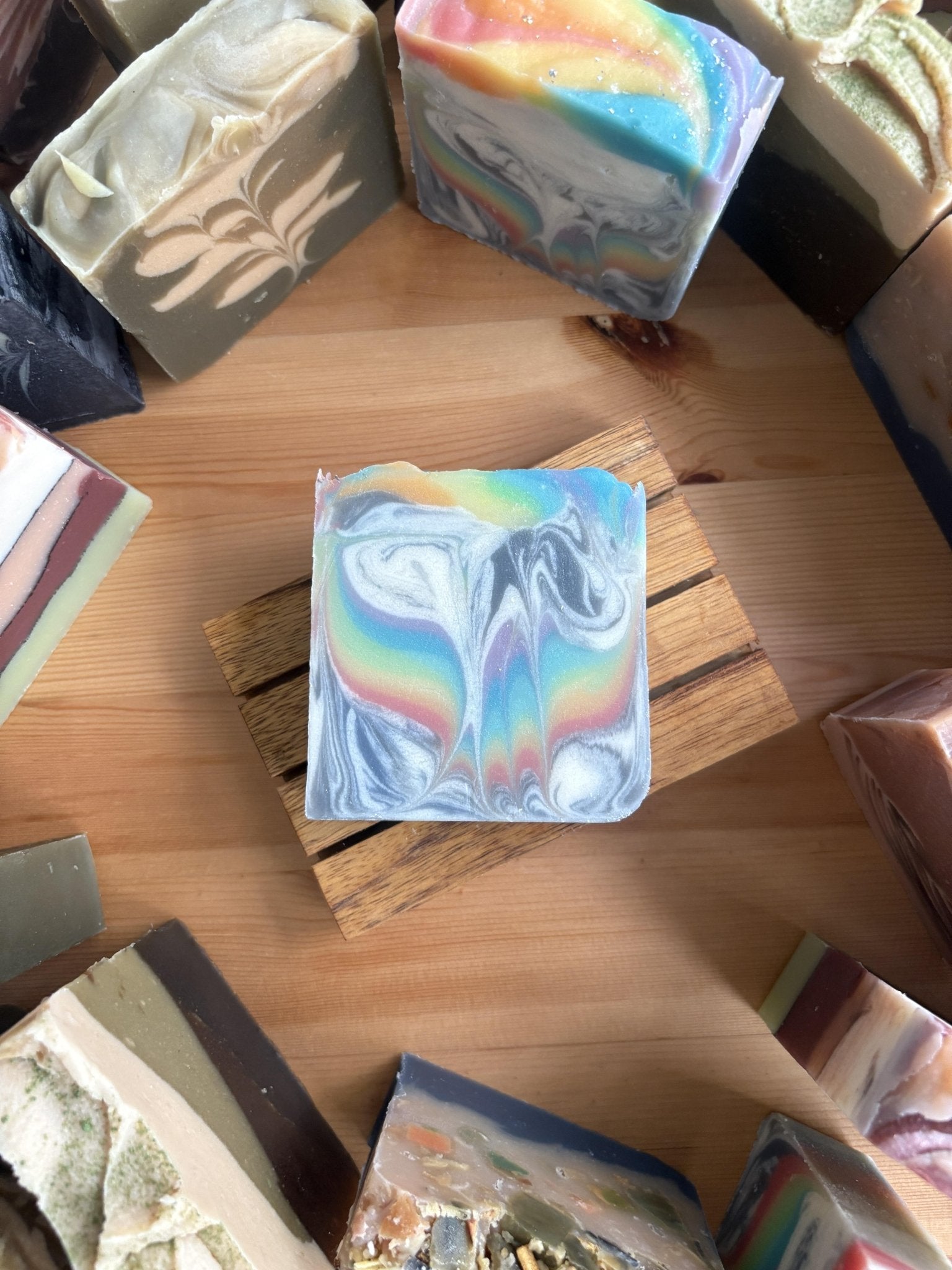 Over the Rainbow Handmade Soap | Natural Bath Bar – Body Soap on Brown Living™. SKU: SN-CP-OTR-120. Img 1.