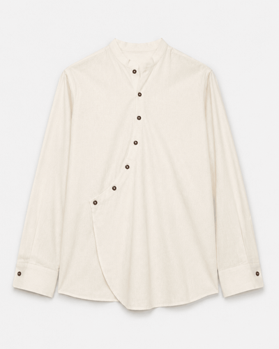 Overlap Cotton Shirt – Modern Draped Cotton Shirt for Everyday Style – Womens Shirt on Brown Living™. SKU: ACB2026005. Img 1.