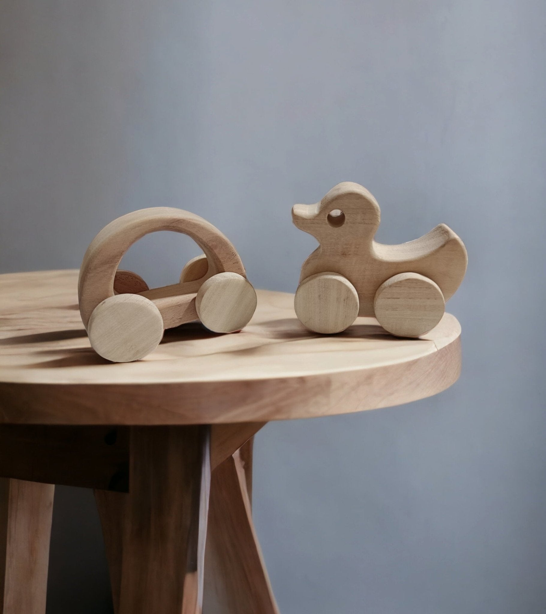 Pack of 2 Elegant Wheel Toys - Hallow Car & Duck Shapes – Toy Trains & Vehicles on Brown Living™. SKU: W_HCR-DK. Img 1.