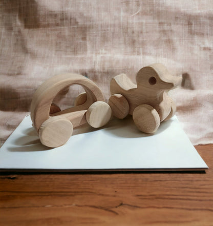 Pack of 2 Elegant Wheel Toys - Hallow Car & Duck Shapes – Toy Trains & Vehicles on Brown Living™. SKU: W_HCR-DK. Img 2.