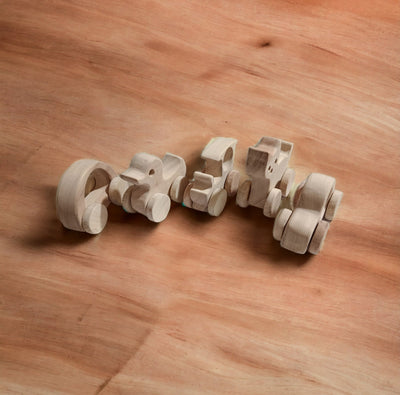 Pack Of 5 Unique Wheel Toys For Growing Toddlers – Toy Trains & Vehicles on Brown Living™. SKU: W_SET5. Img 2.