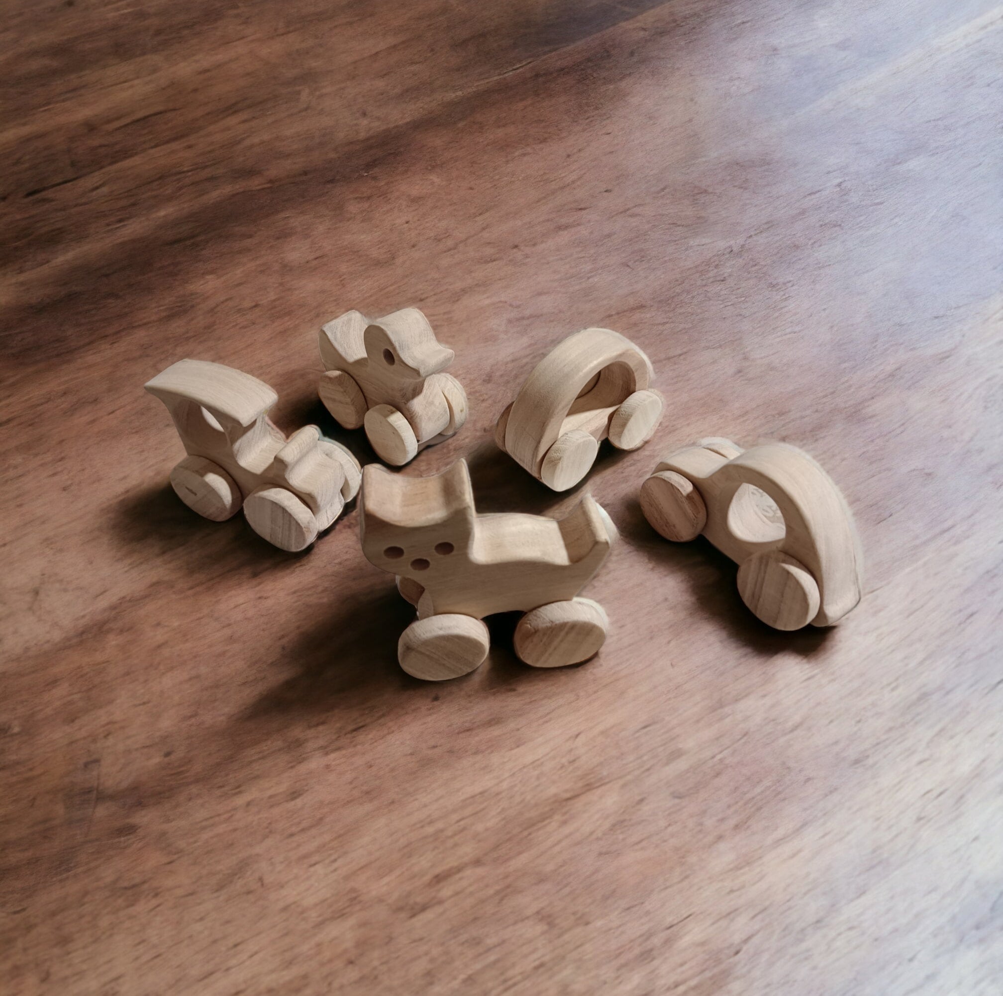 Pack Of 5 Unique Wheel Toys For Growing Toddlers – Toy Trains & Vehicles on Brown Living™. SKU: W_SET5. Img 4.