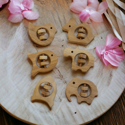 Pack Of 6 Neem Wooden Rattles – Sound Making Toys For Toddlers – Baby Rattles on Brown Living™. SKU: R_SET6. Img 2.