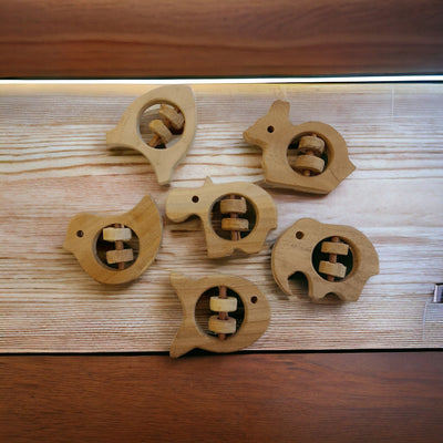 Pack Of 6 Neem Wooden Rattles – Sound Making Toys For Toddlers – Baby Rattles on Brown Living™. SKU: R_SET6. Img 3.