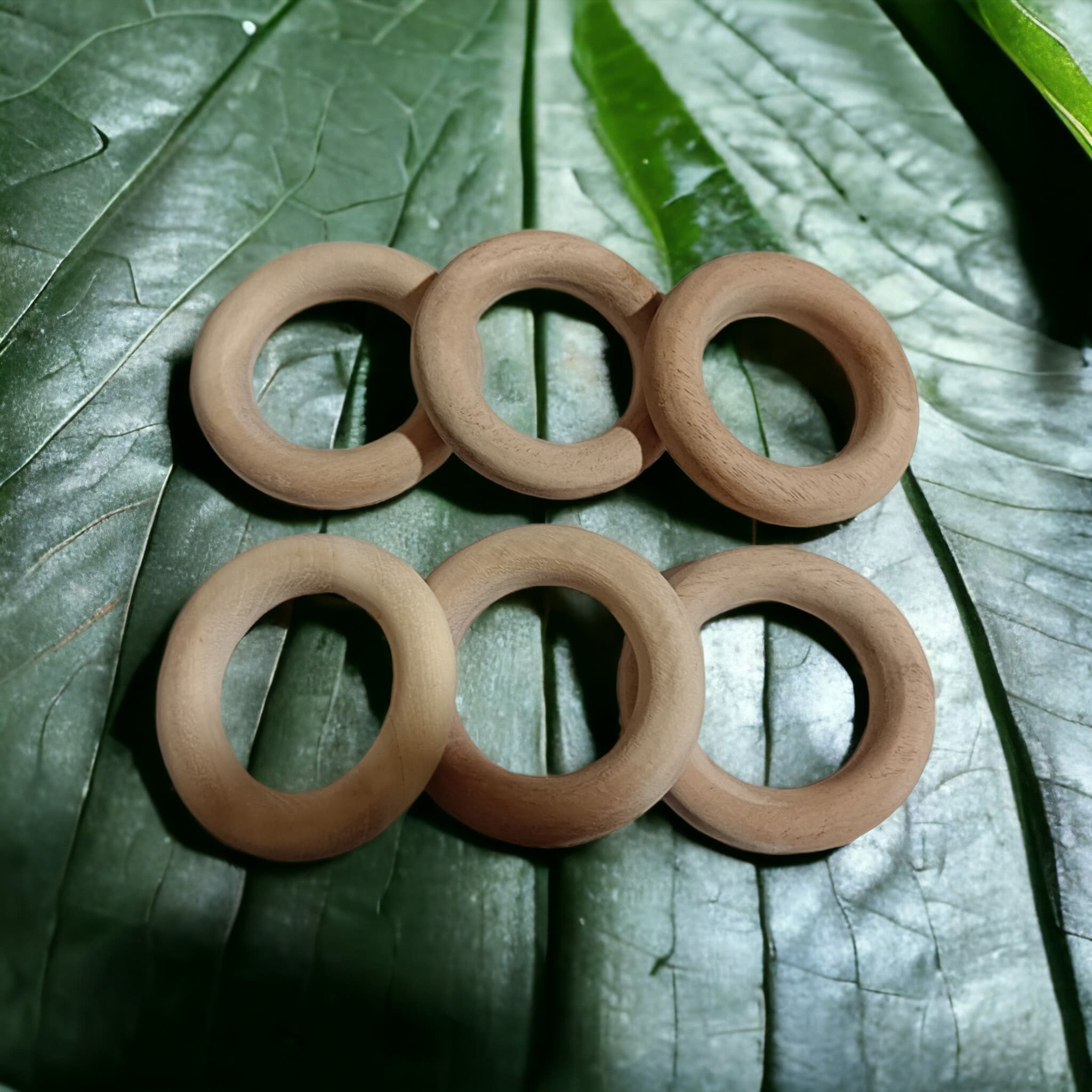 Pack Of 6 Neem Wooden Rings For Babies – Baby Teethers & Soothers on Brown Living™. SKU: T_RNG6. Img 4.
