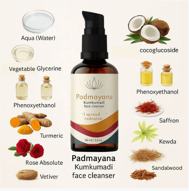 Padmayana - Kumkumadi Face Cleanser – Face Cleanser on Brown Living™. SKU: PAD-SKI-45-NAM. Img 4.
